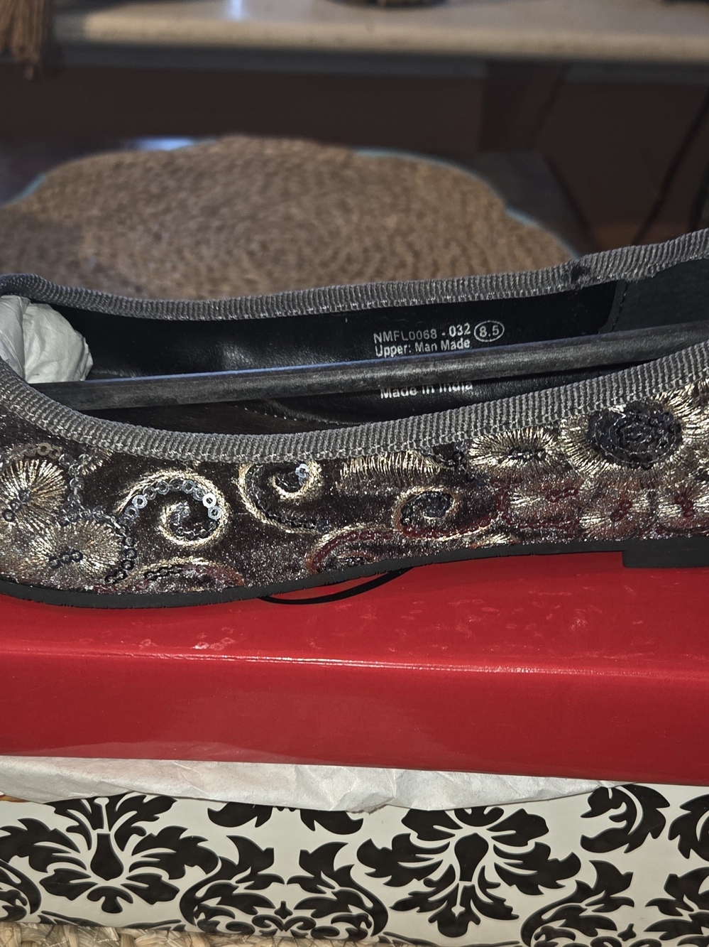 naughty monkey Metallic Gray Embroidered Ballet Flat